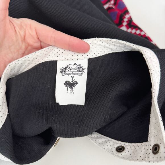 Nuvula Black Ribbed Knit Geometric Strong Shoulder Sweater Size L - Picture 7 of 9